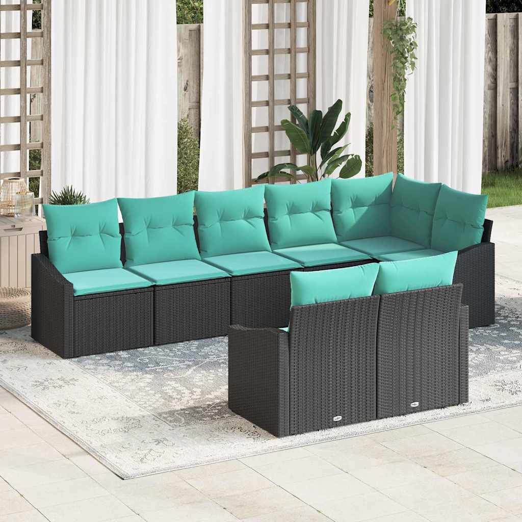 Bankstel met kussen 8 pcs Zwart poly rattan is nu te koop bij PeponiXL, paradijselijk wonen!