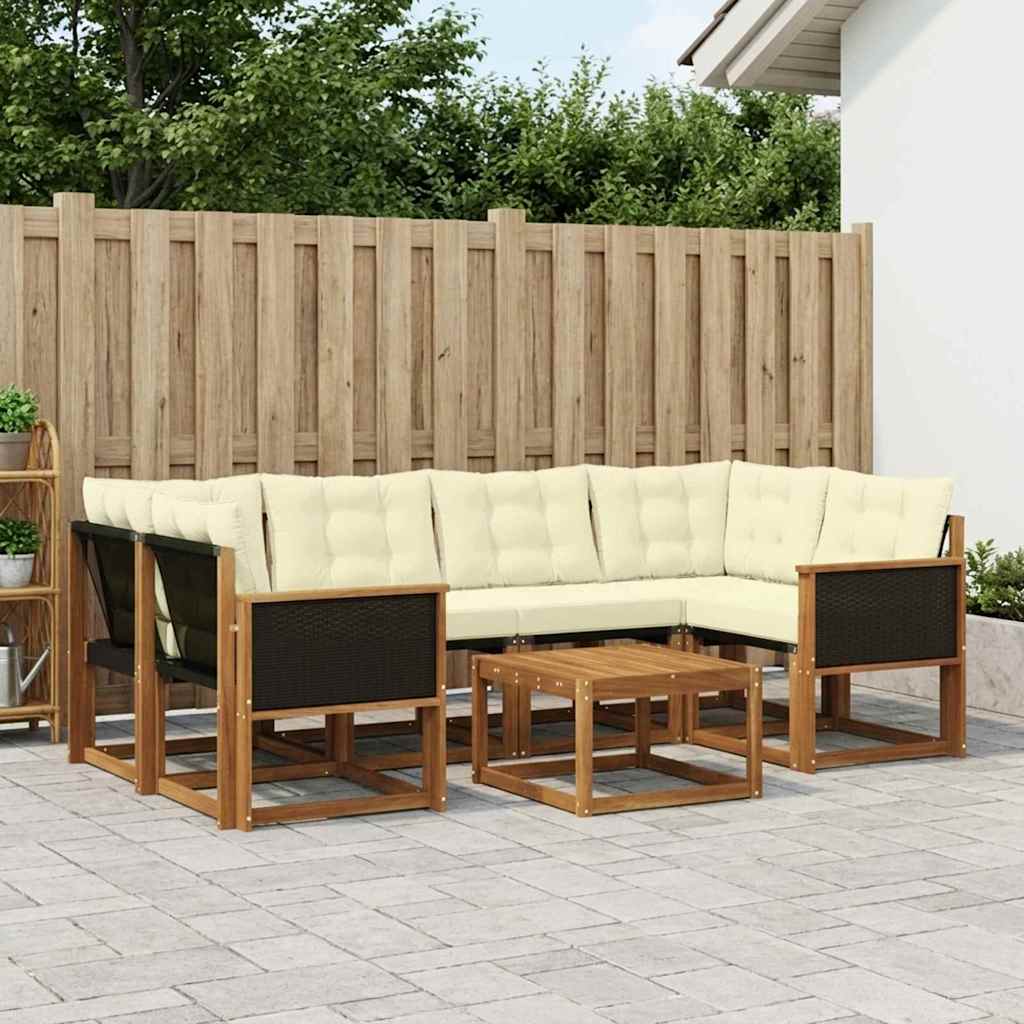 Buiten bankenset met kussen 7 pcs Natuurlijk en Crème is nu te koop bij PeponiXL, paradijselijk wonen!