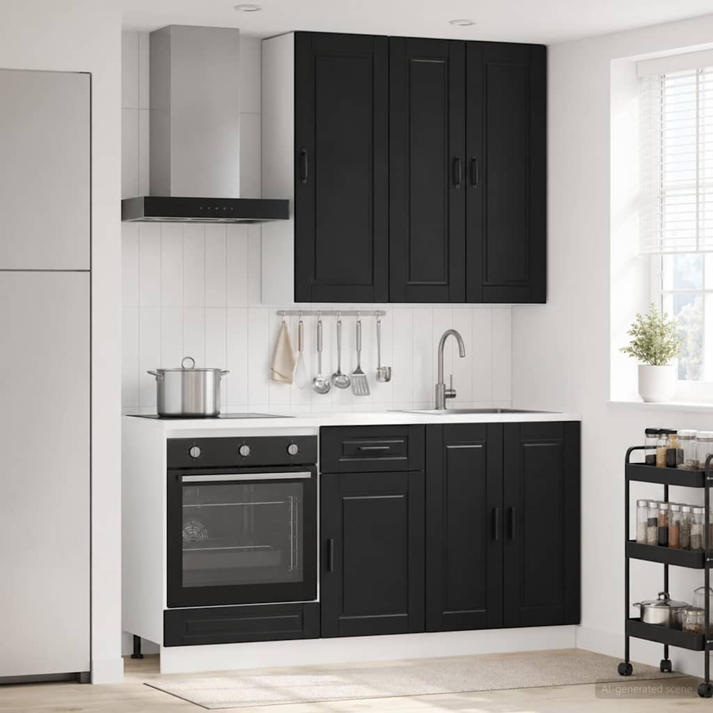 Keukenblok PORTO 5 pcs Zwart Bewerkt hout is nu te koop bij PeponiXL, paradijselijk wonen!