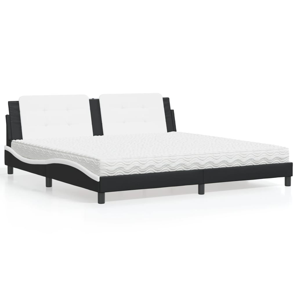 Bed met matras "Zadar" kunstleer zwart en wit 200x200 cm is nu te koop bij PeponiXL, paradijselijk wonen!