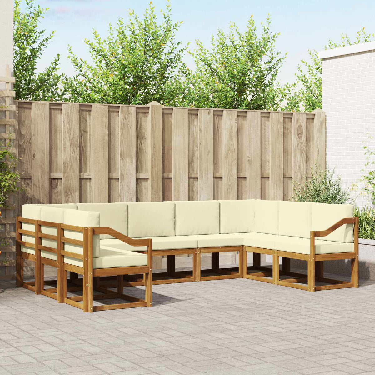 Buiten bankenset met kussen 9 pcs Natuurlijk en Crème is nu te koop bij PeponiXL, paradijselijk wonen!