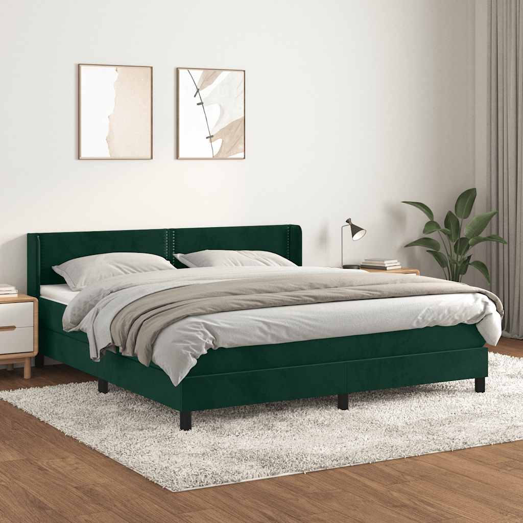 Boxspring met matras fluweel donkergroen 180x200 cm is nu te koop bij PeponiXL, paradijselijk wonen!