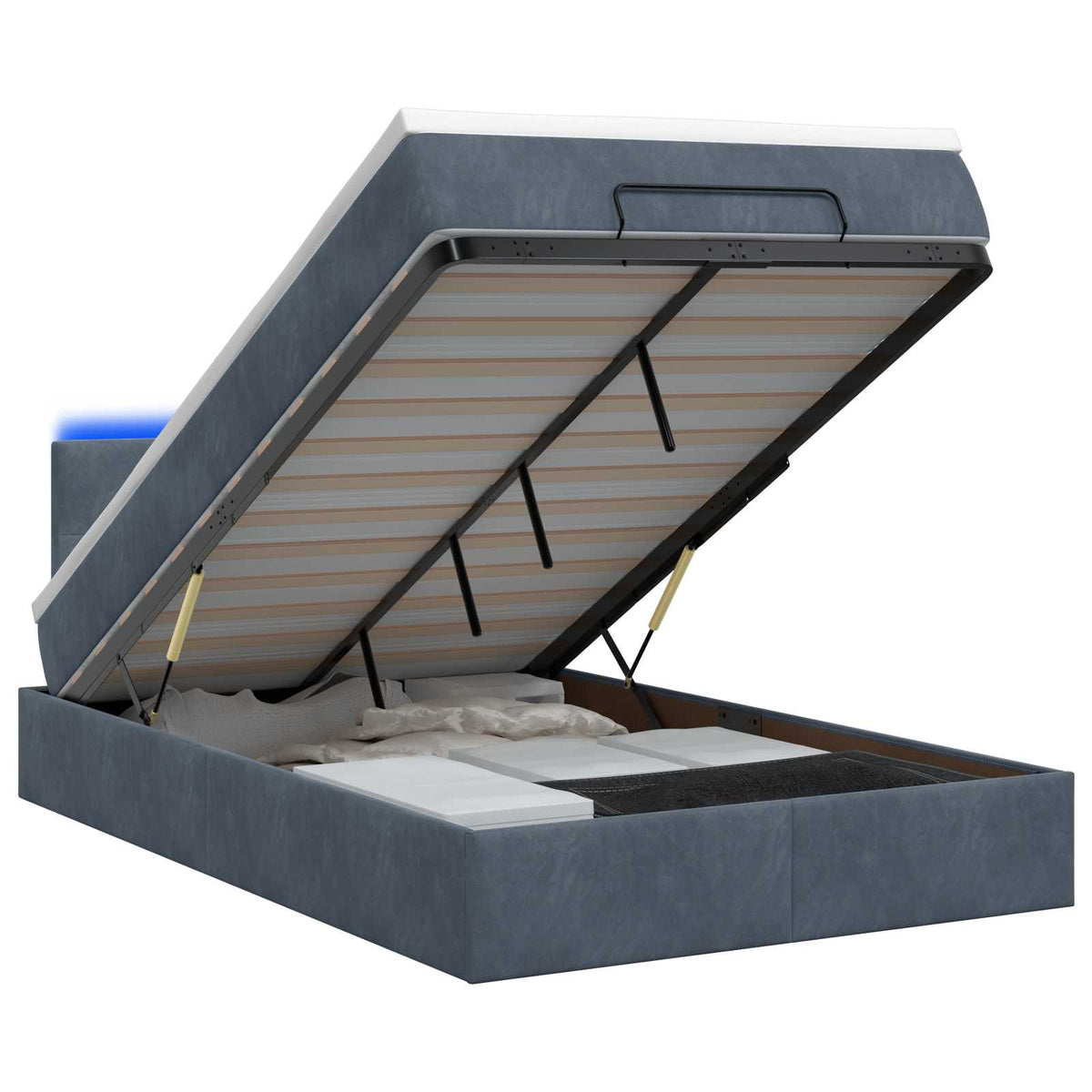 Ottoman Bed met Matrassen en LED Donkergrijs 120 x 190 cm is nu te koop bij PeponiXL, paradijselijk wonen!