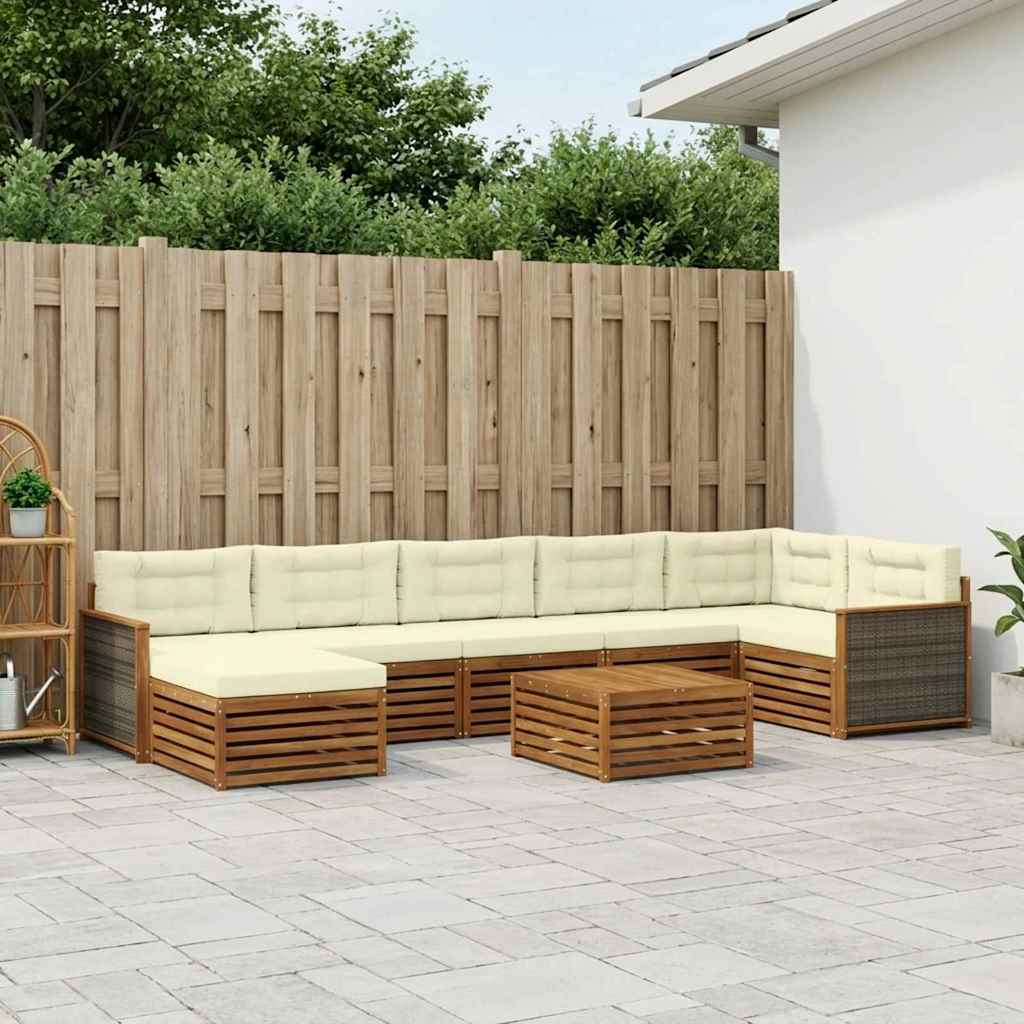 Buiten bankenset met kussen 8 pcs Natuurlijk en Crème is nu te koop bij PeponiXL, paradijselijk wonen!