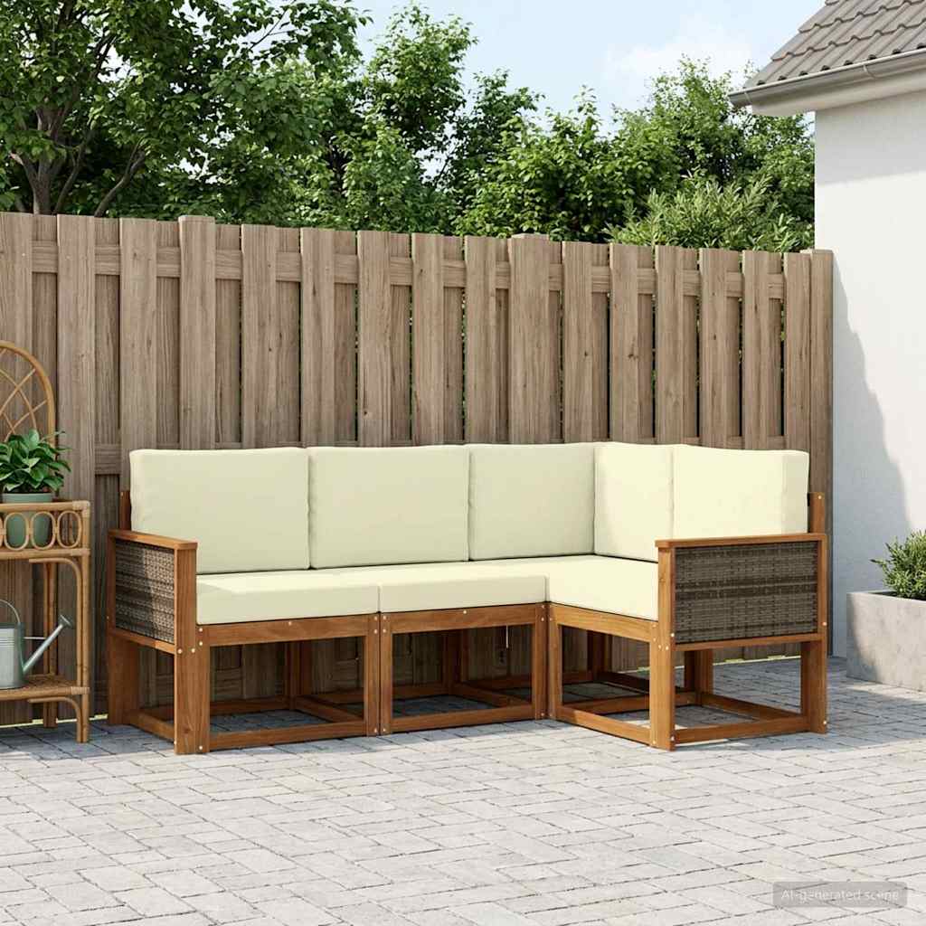 Buiten bankenset met kussen 5 pcs Natuurlijk en Crème Polyester is nu te koop bij PeponiXL, paradijselijk wonen!