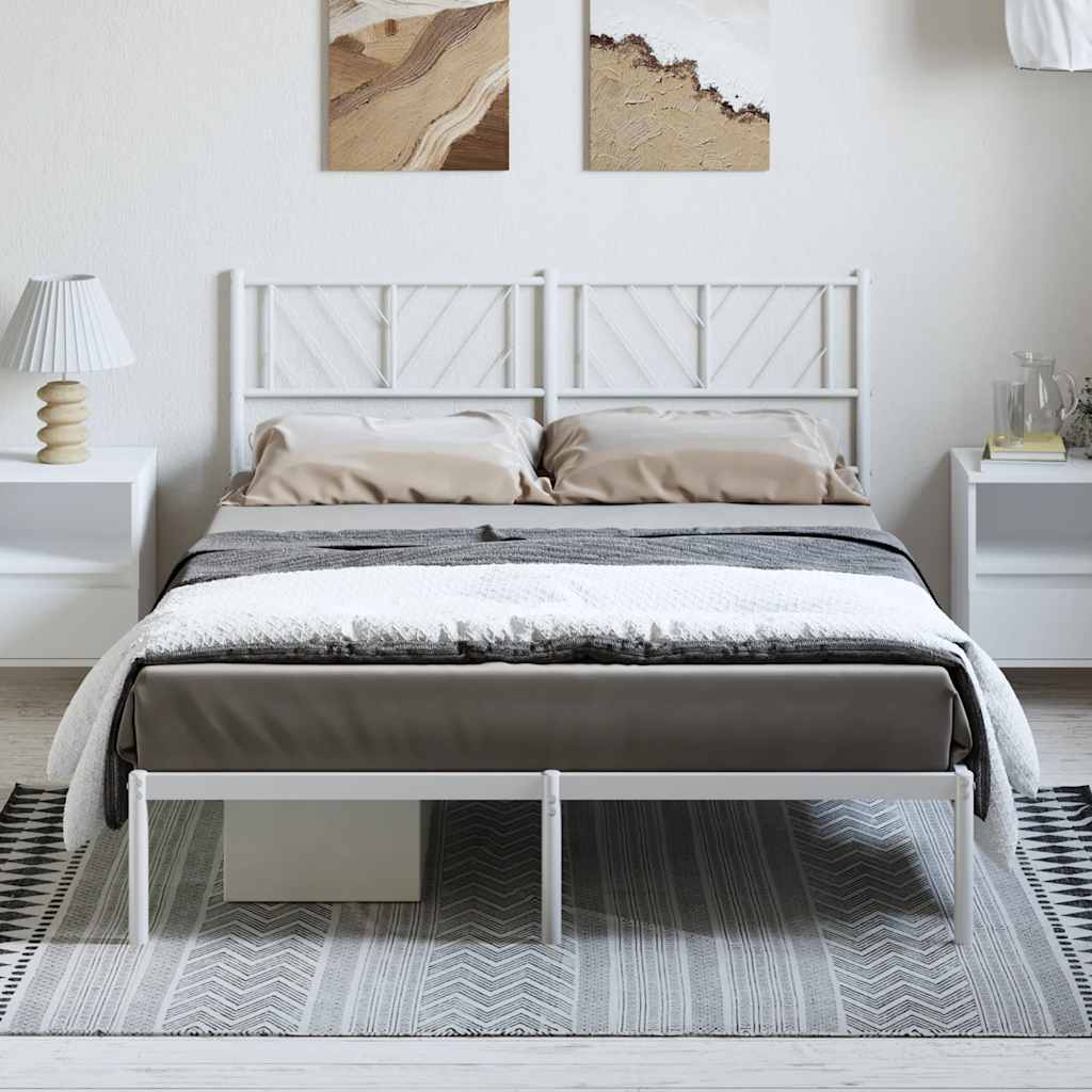 Bedframe met hoofdbord metaal wit 135x190 cm is nu te koop bij PeponiXL, paradijselijk wonen!