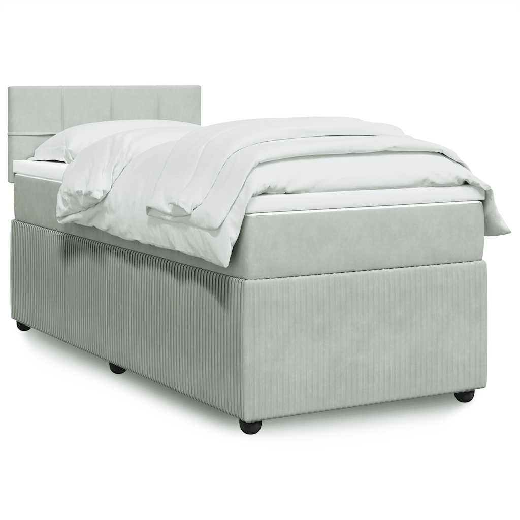 Boxspring met matras fluweel lichtgrijs 80x200 cm is nu te koop bij PeponiXL, paradijselijk wonen!