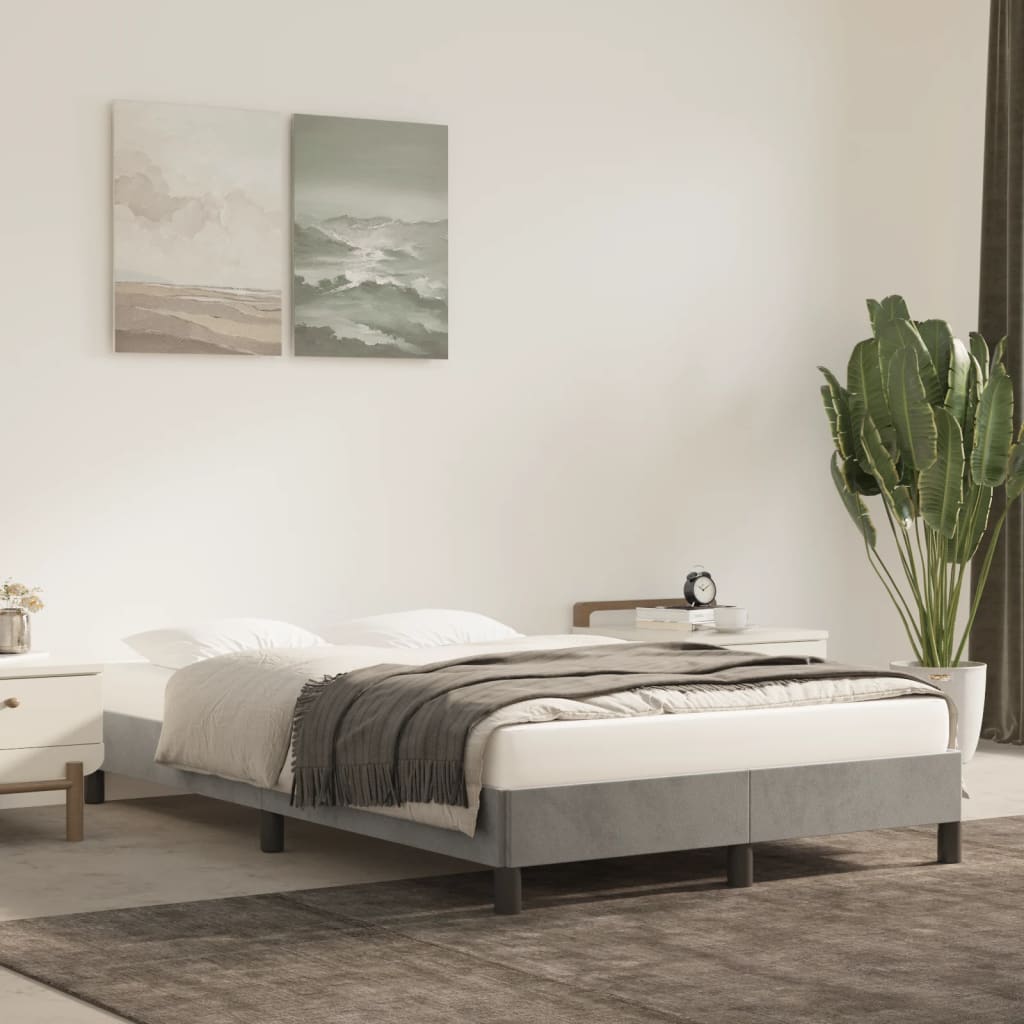 Bedframe zonder matras 120x190 cm fluweel lichtgrijs is nu te koop bij PeponiXL, paradijselijk wonen!