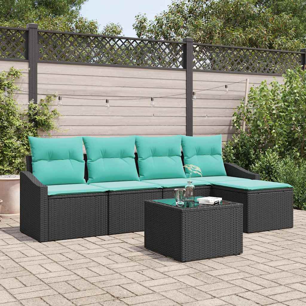 Bankstel met kussen 6 pcs Zwart poly rattan is nu te koop bij PeponiXL, paradijselijk wonen!