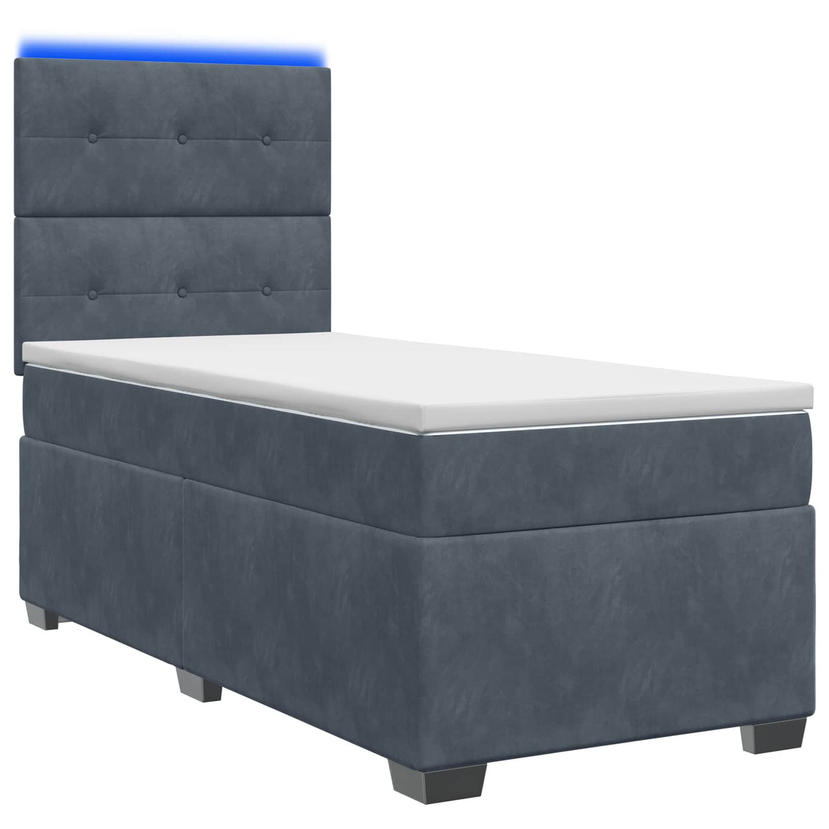 Boxspring Bed met Matras en LED Donkergrijs 90 x 190 cm Fluweel is nu te koop bij PeponiXL, paradijselijk wonen!