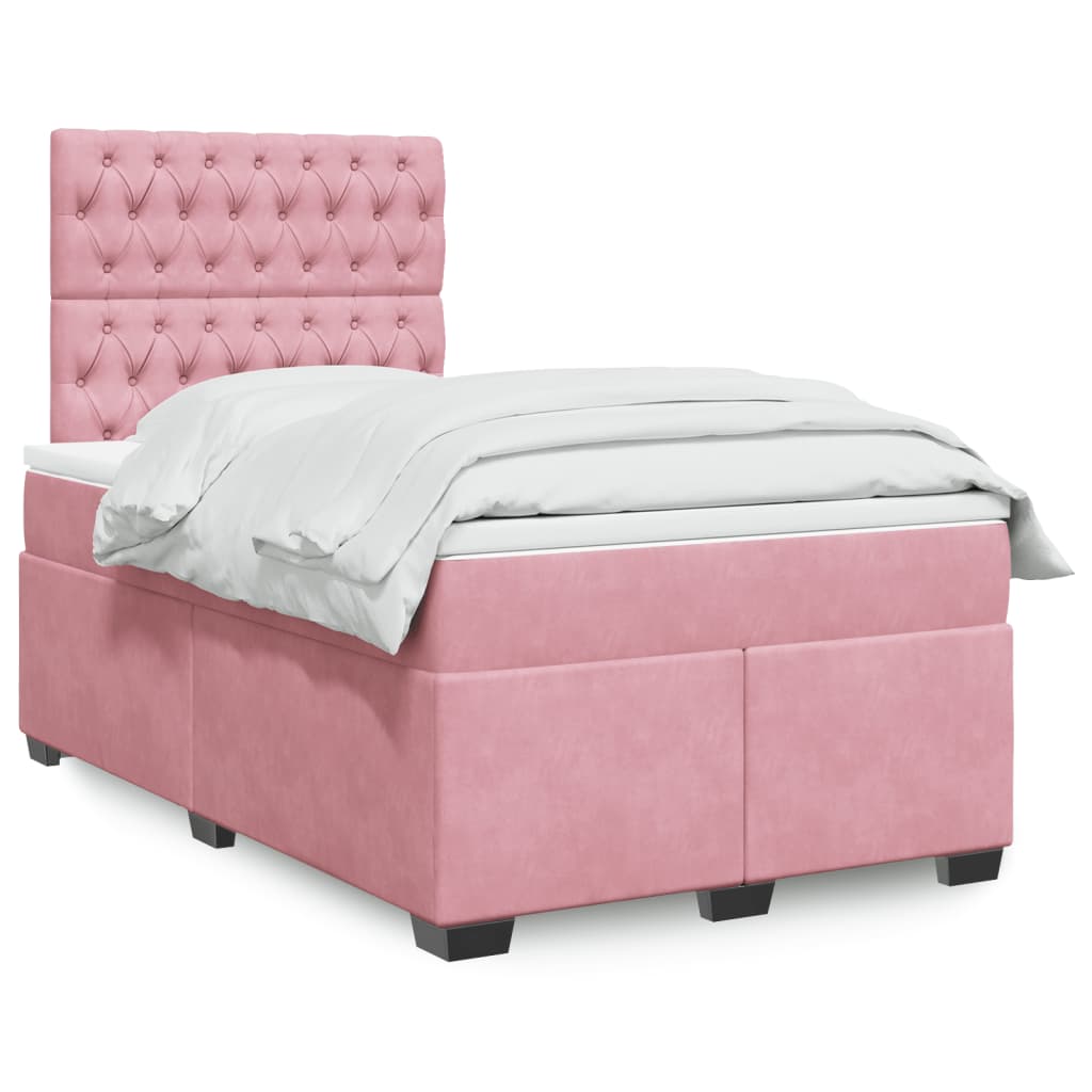 Boxspring met matras fluweel roze 120x200 cm is nu te koop bij PeponiXL, paradijselijk wonen!