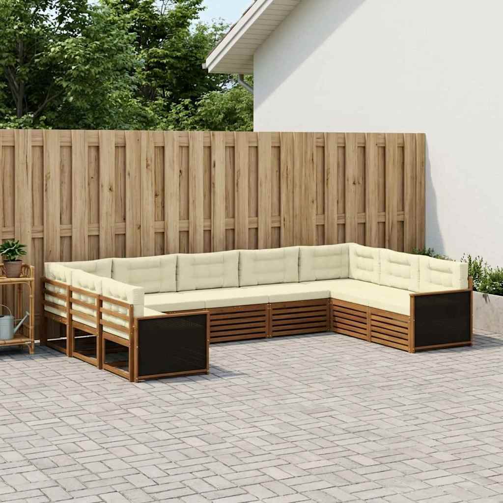 Buiten bankenset 9 pcs Natuurlijk en Crème Massief Acaciahout is nu te koop bij PeponiXL, paradijselijk wonen!