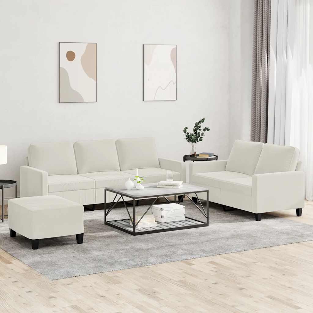 3-delige Loungeset met kussens fluweel crèmekleurig is nu te koop bij PeponiXL, paradijselijk wonen!