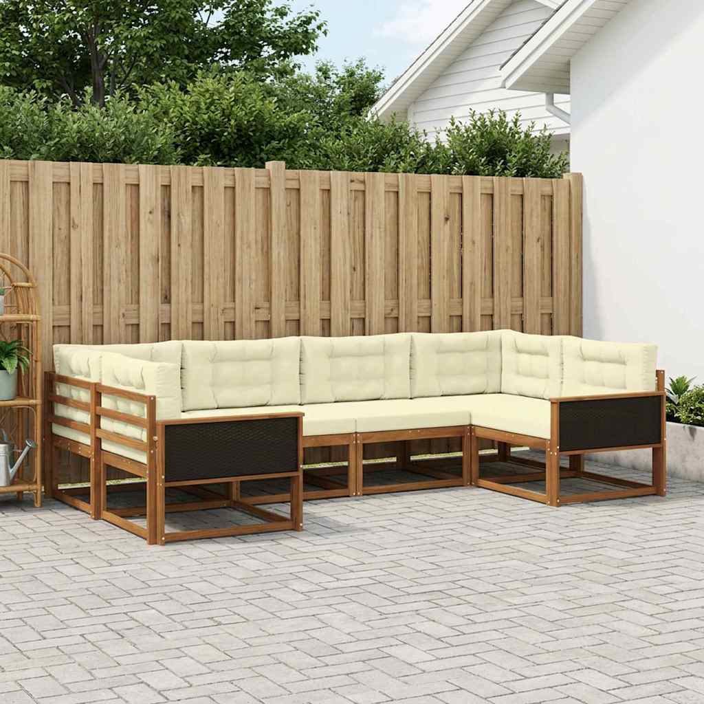 Buiten bankenset met kussen 6 pcs Natuurlijk en Crème is nu te koop bij PeponiXL, paradijselijk wonen!