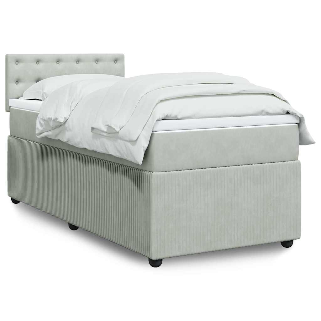 Boxspring met matras fluweel lichtgrijs 80x200 cm is nu te koop bij PeponiXL, paradijselijk wonen!