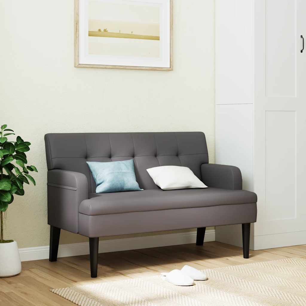 Bankje met rugleuning 112x65,5x75 cm kunstleer grijs is nu te koop bij PeponiXL, paradijselijk wonen!