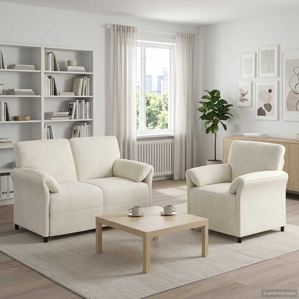 Bankstel 2 st Crèmekleurig Fluweel is nu te koop bij PeponiXL, paradijselijk wonen!