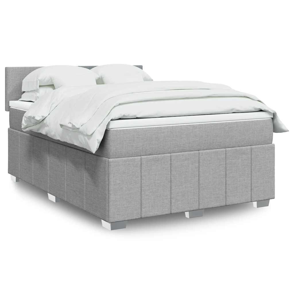 Boxspring met matras stof lichtgrijs 140x200 cm is nu te koop bij PeponiXL, paradijselijk wonen!
