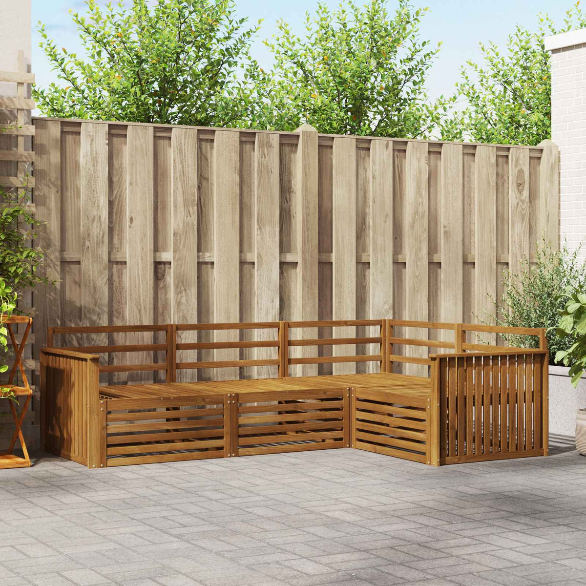 Buiten bankenset 4 pcs Naturel Massief Acaciahout is nu te koop bij PeponiXL, paradijselijk wonen!