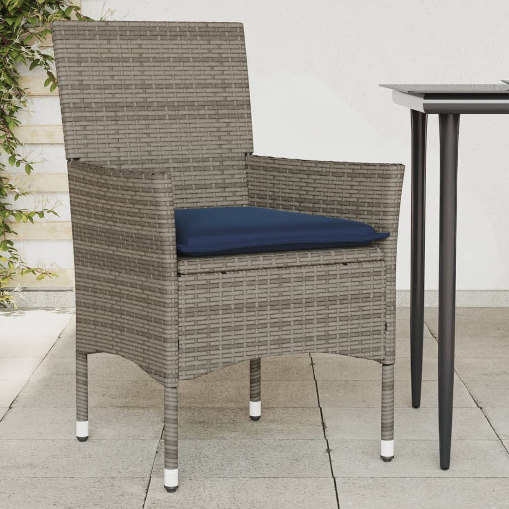 Tuinstoelen 2 st met kussens poly rattan grijs is nu te koop bij PeponiXL, paradijselijk wonen!