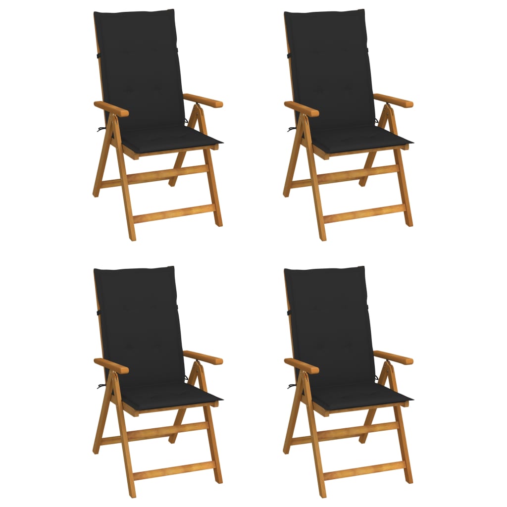 Tuinstoelen 4 st verstelbaar met kussens massief acaciahout is nu te koop bij PeponiXL, paradijselijk wonen!