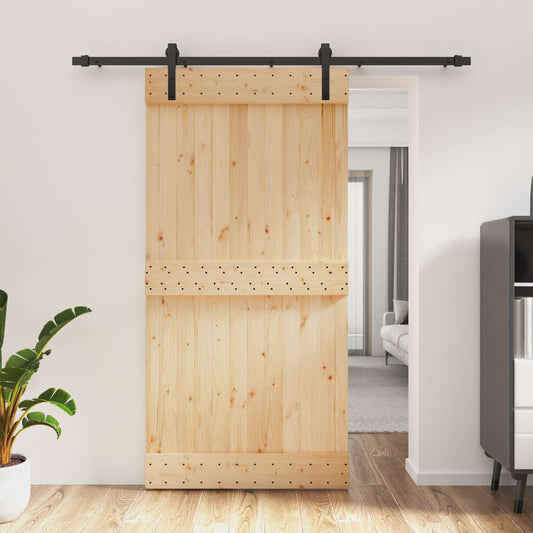 Schuifdeur Naturel en Zwart 100 x 210 cm Massief Grenenhout is nu te koop bij PeponiXL, paradijselijk wonen!