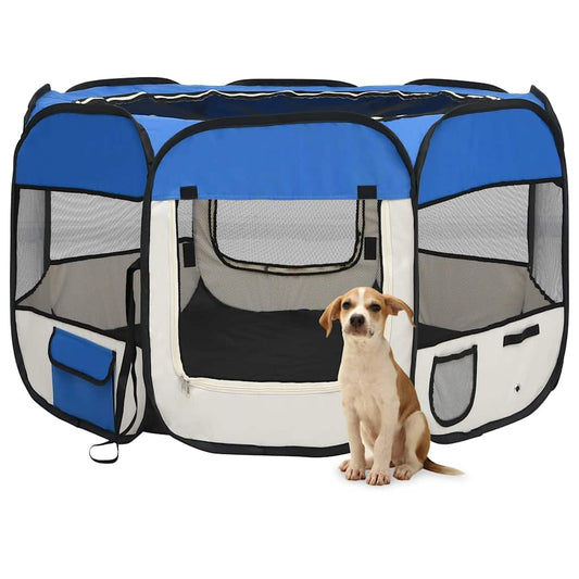 Hondenren inklapbaar met draagtas 110x110x58 cm blauw is nu te koop bij PeponiXL, paradijselijk wonen!