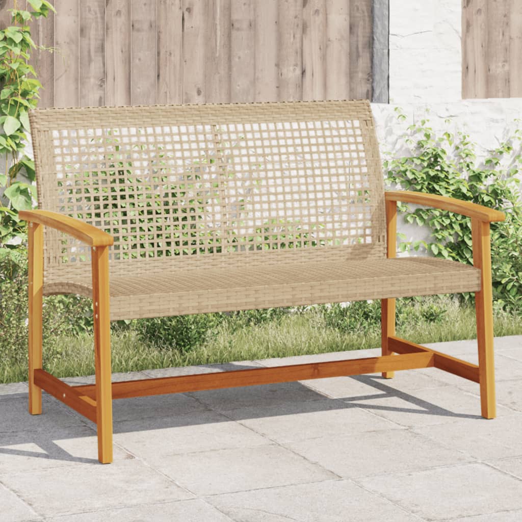 Tuinbank 112 cm poly rattan en acaciahout beige is nu te koop bij PeponiXL, paradijselijk wonen!
