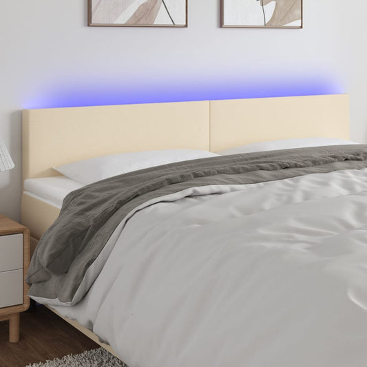 Hoofdbord LED 160x5x78/88 cm stof crèmekleurig is nu te koop bij PeponiXL, paradijselijk wonen!