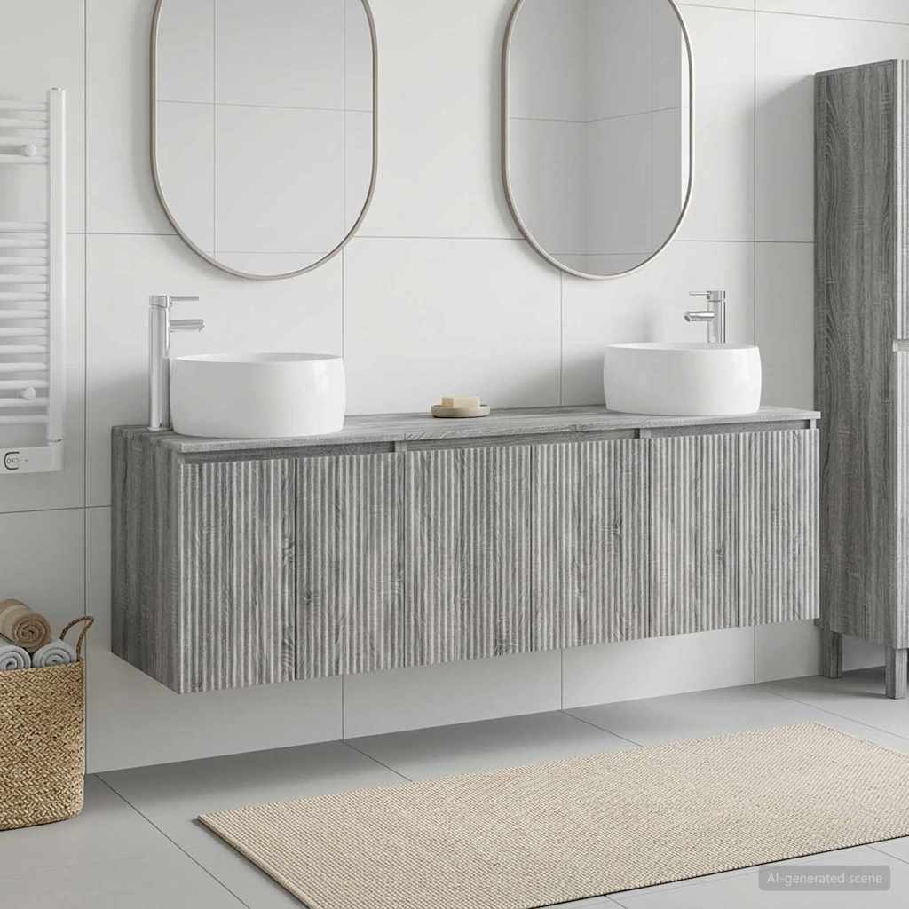 Badkamerkastenset 3 st Grijs Sonoma 49,5 x 44,5 x 66 cm is nu te koop bij PeponiXL, paradijselijk wonen!