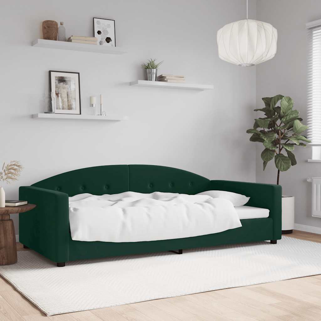 Slaapbank 100x200 cm fluweel donkergroen is nu te koop bij PeponiXL, paradijselijk wonen!