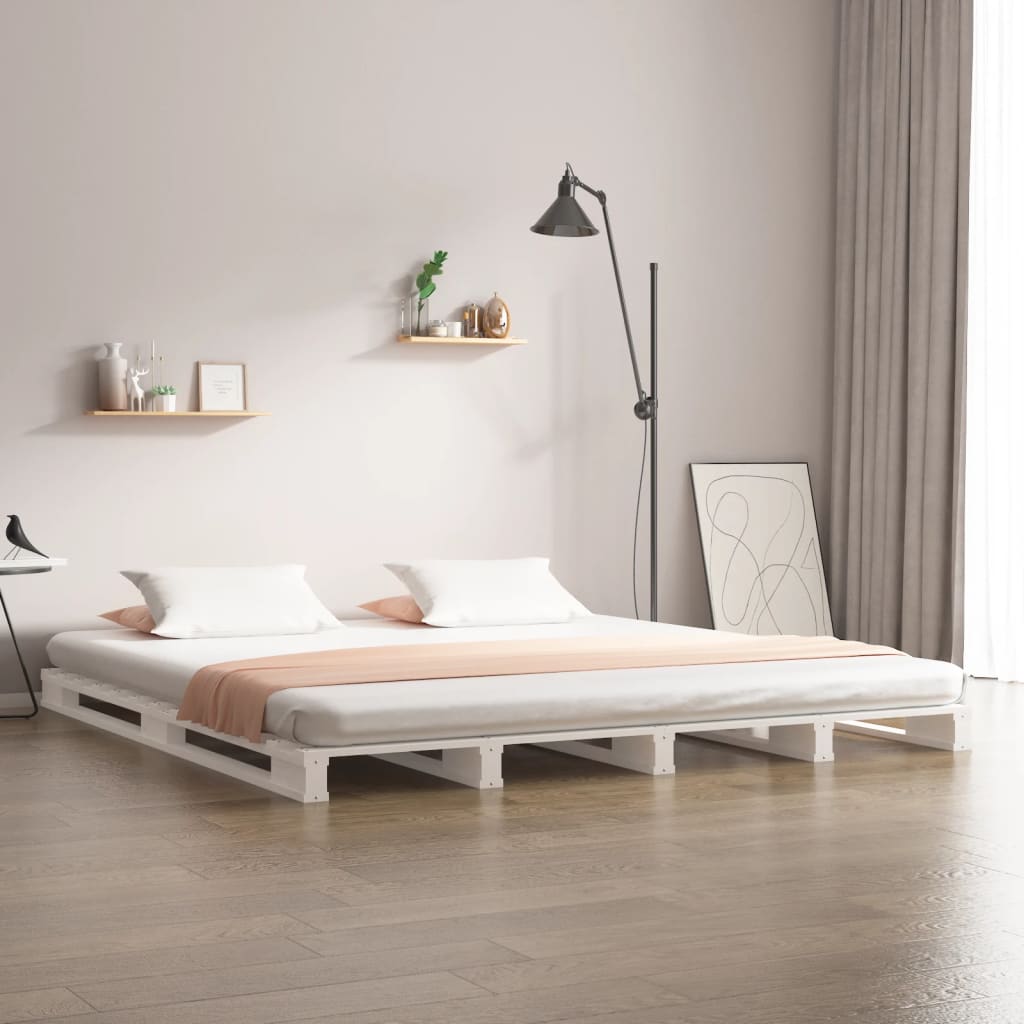 Palletbed massief grenenhout wit 160x200 cm is nu te koop bij PeponiXL, paradijselijk wonen!