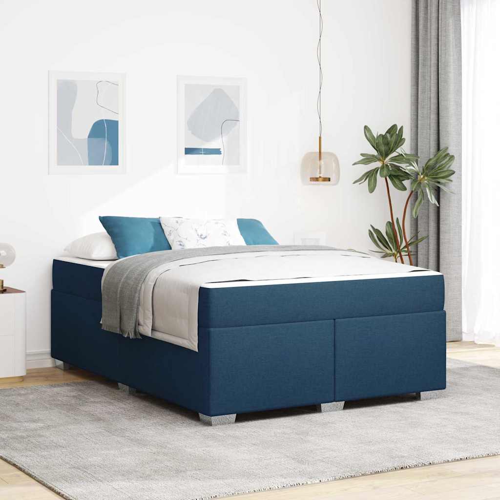 Bedframe met matras Blauw 160 x 200 cm Stof is nu te koop bij PeponiXL, paradijselijk wonen!