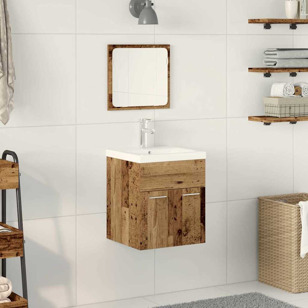 Badkamermeubelset Wandgemonteerd 3 pcs Oud Hout Bewerkt hout is nu te koop bij PeponiXL, paradijselijk wonen!