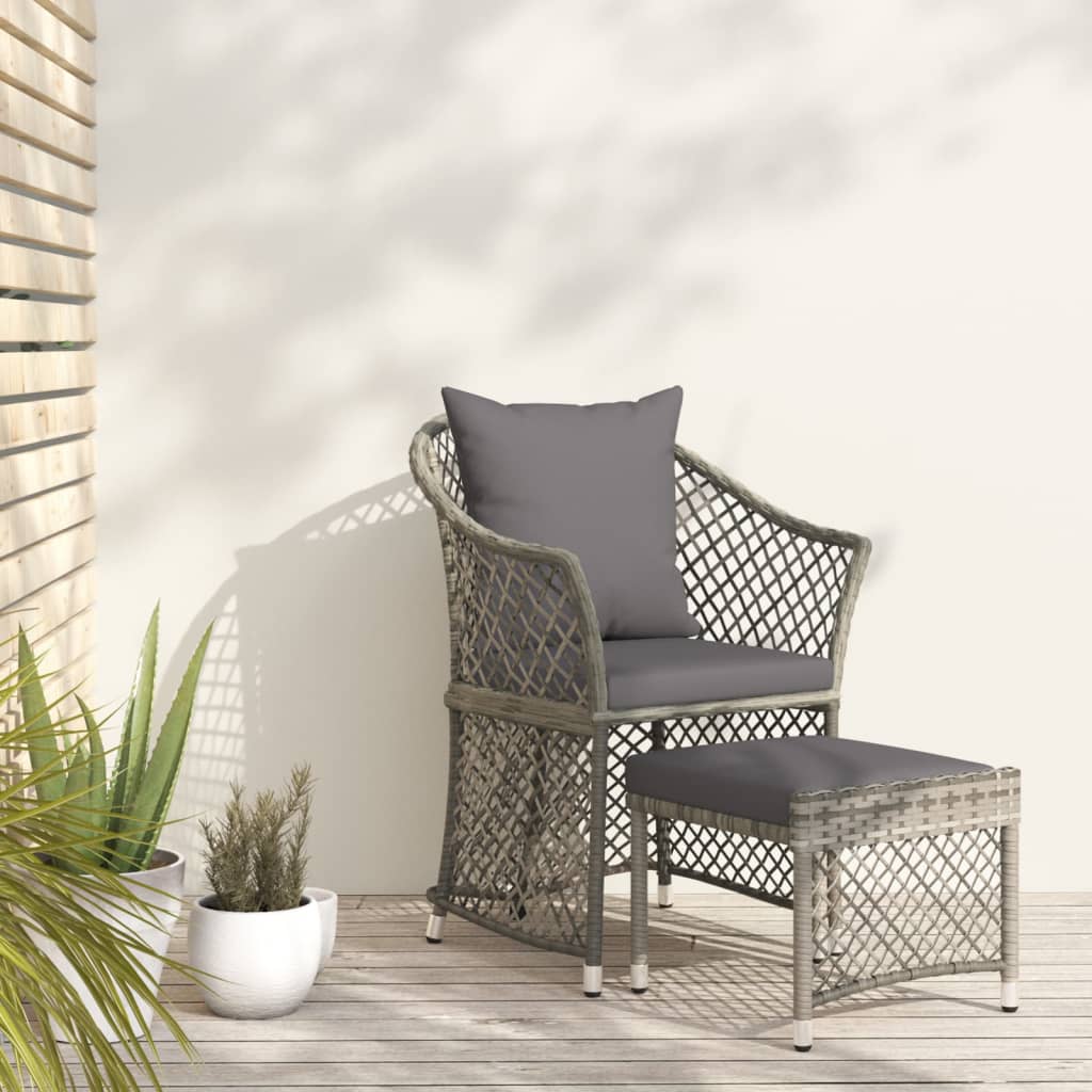 2-delige Loungeset met kussens poly rattan grijs is nu te koop bij PeponiXL, paradijselijk wonen!
