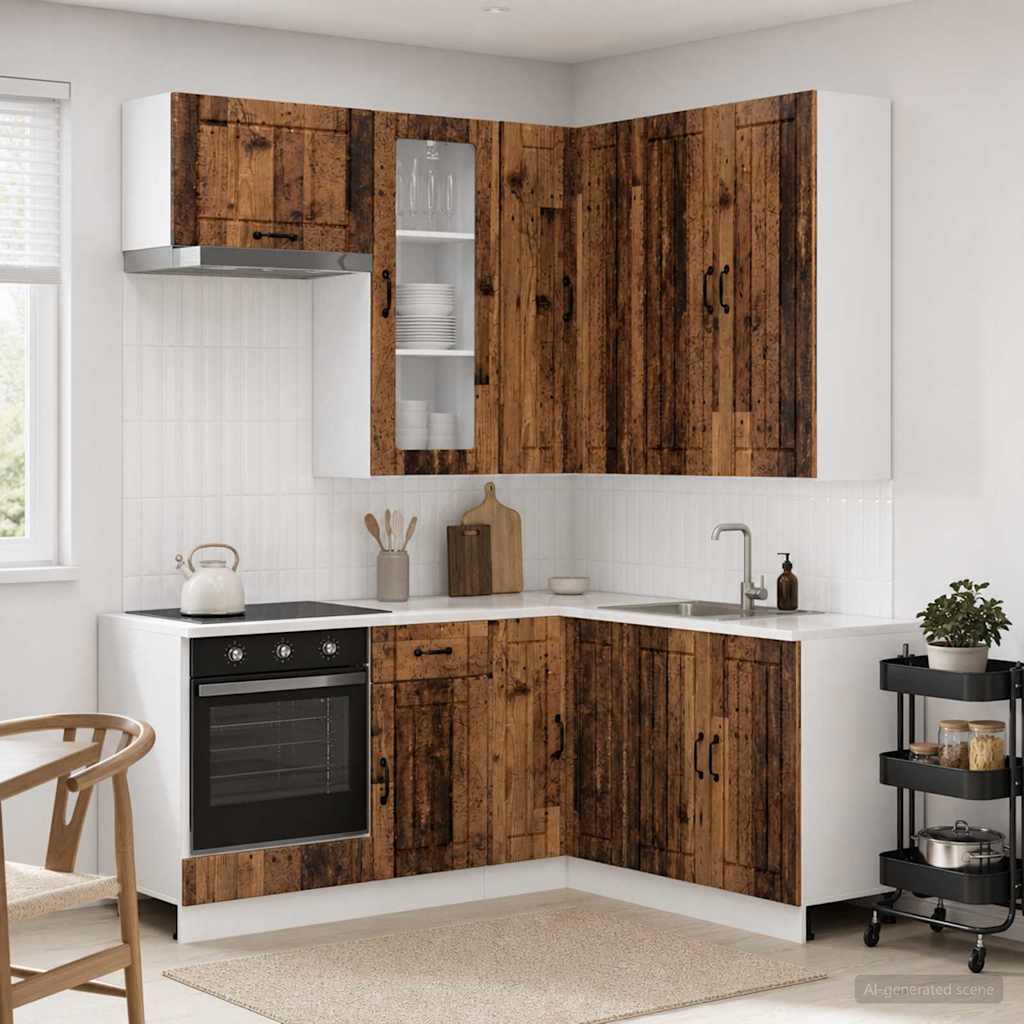 Keukenblok LUCCA 8 pcs Oud hout Bewerkt hout is nu te koop bij PeponiXL, paradijselijk wonen!