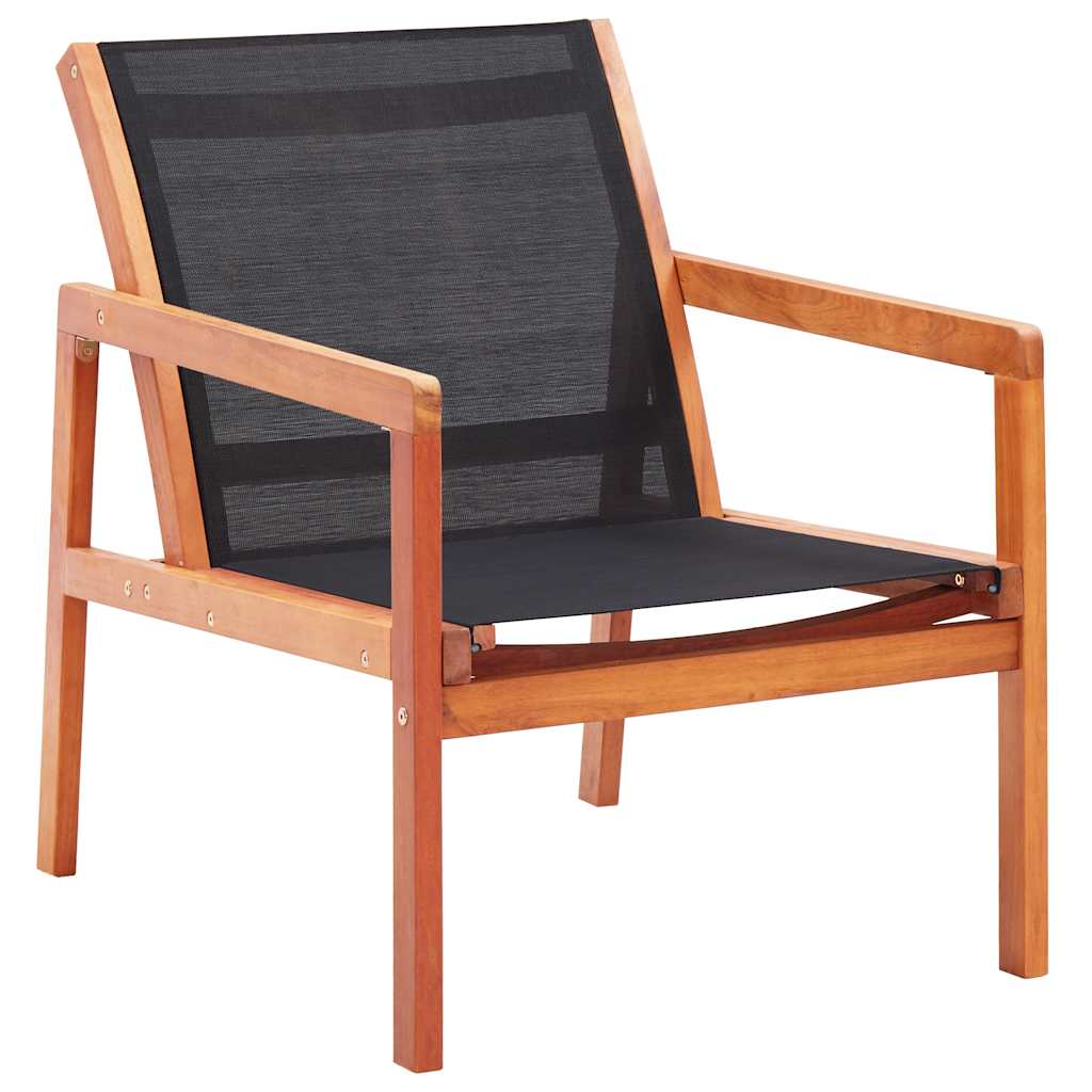 Loungestoel massief eucalyptushout en textileen zwart is nu te koop bij PeponiXL, paradijselijk wonen!