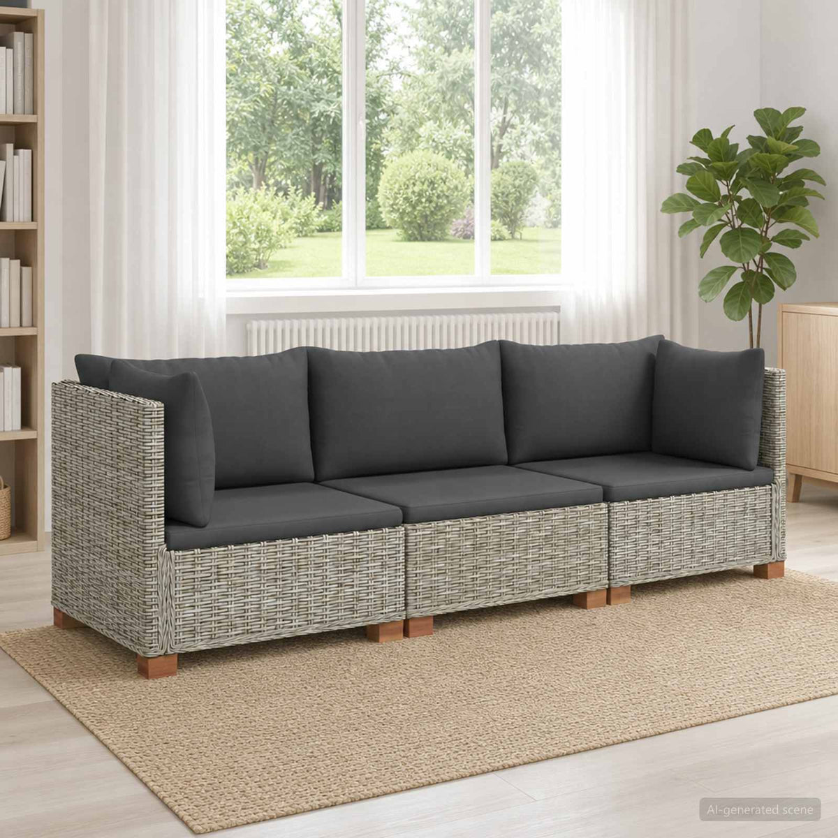 3 st Rieten Loungeset met Kussens GENDT Natuurlijk rattan is nu te koop bij PeponiXL, paradijselijk wonen!