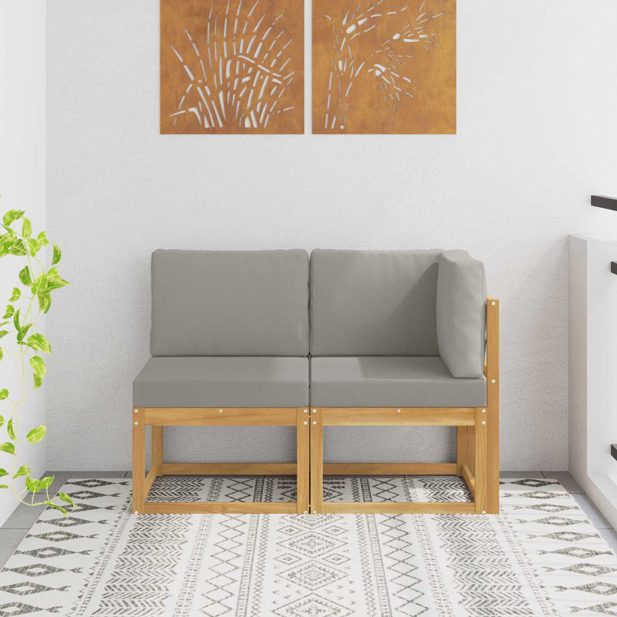 Outdoor Midden- en Hoeksalon 2 Stuk Wit Massief Acaciahout is nu te koop bij PeponiXL, paradijselijk wonen!