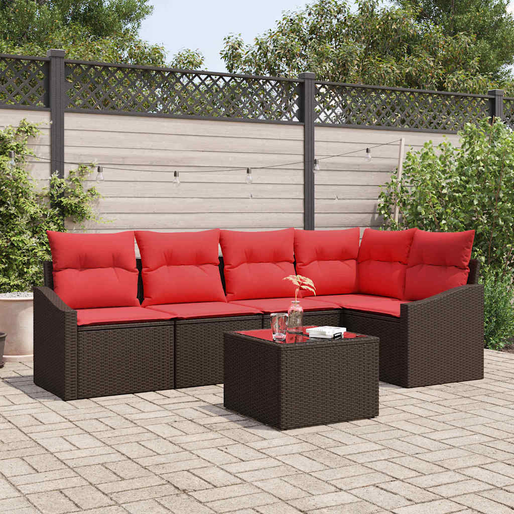 Bankstel 6 st Bruin poly rattan is nu te koop bij PeponiXL, paradijselijk wonen!