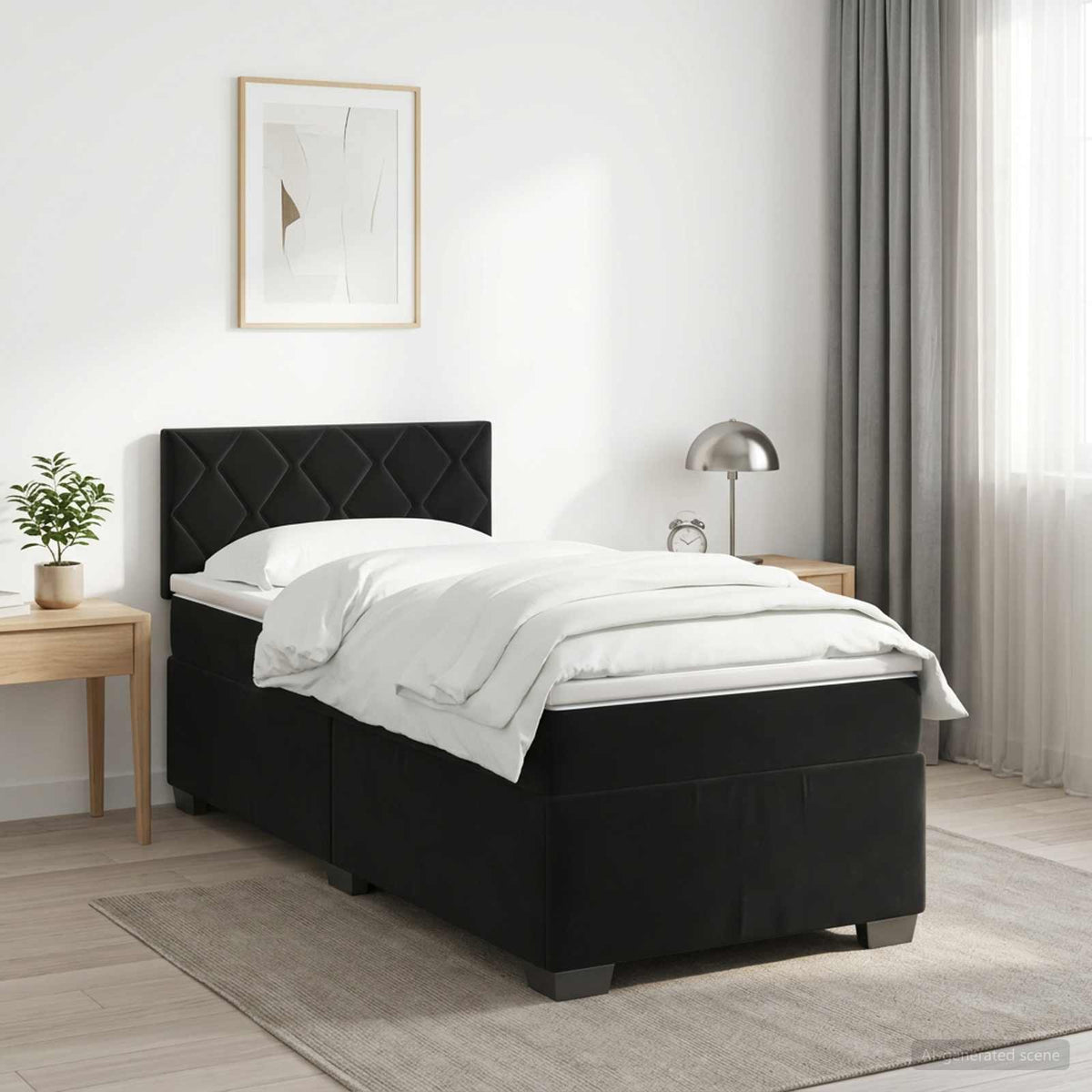 Boxspringbed met matras Zwart 80 x 200 cm Fluweel is nu te koop bij PeponiXL, paradijselijk wonen!