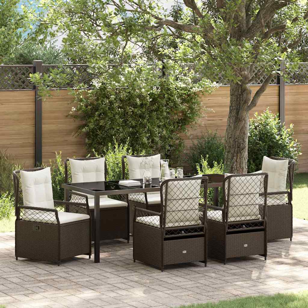 Tuin eettafelset 7 pcs Bruin poly rattan is nu te koop bij PeponiXL, paradijselijk wonen!