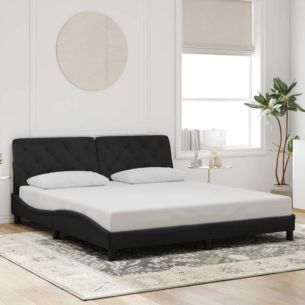 Bedframe zonder matras 180x200 cm fluweel zwart is nu te koop bij PeponiXL, paradijselijk wonen!