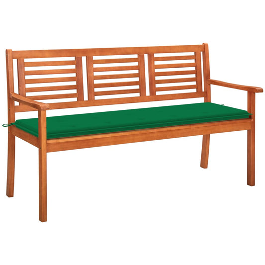 Tuinbank 3-zits met kussen 150 cm massief eucalyptushout is nu te koop bij PeponiXL, paradijselijk wonen!