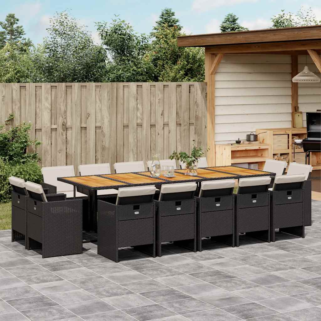 15-delige Tuinset met kussens poly rattan zwart is nu te koop bij PeponiXL, paradijselijk wonen!