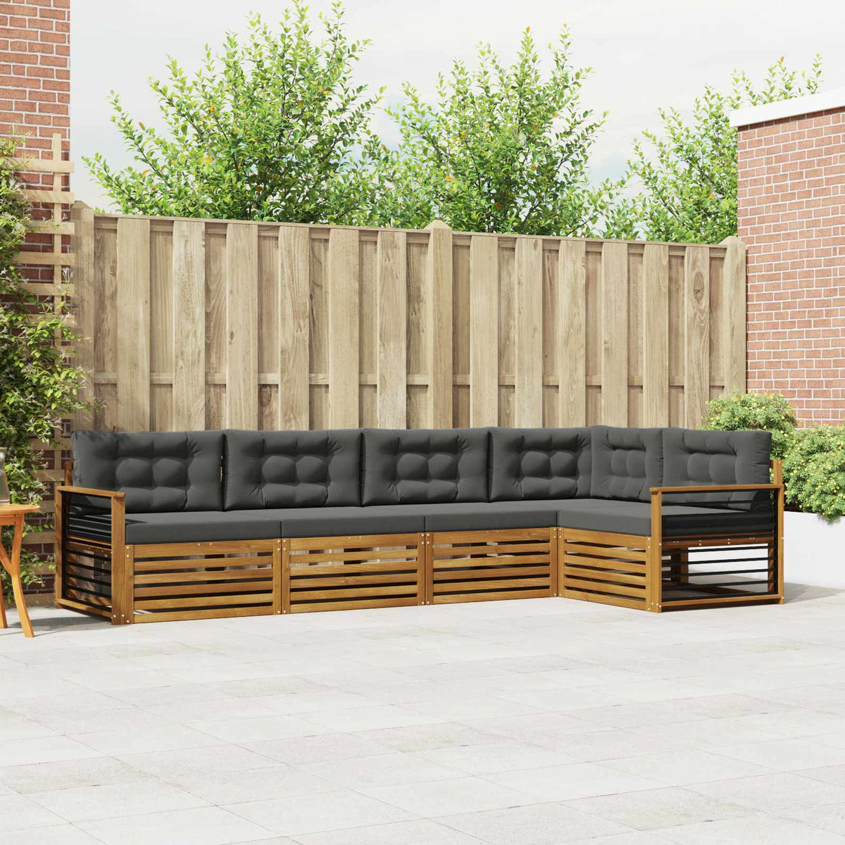 Buiten bankenset met kussen 5 pcs Natuurlijk en Antraciet is nu te koop bij PeponiXL, paradijselijk wonen!