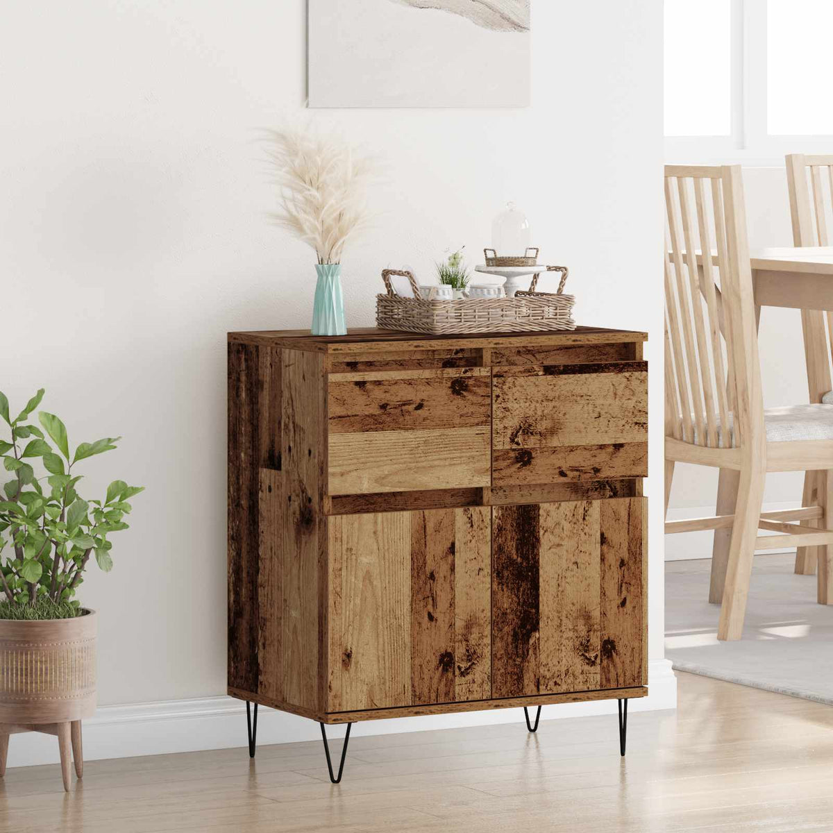 Dressoir Oud Hout 60 x 35 x 70 cm Gemonteerd hout en ijzer is nu te koop bij PeponiXL, paradijselijk wonen!