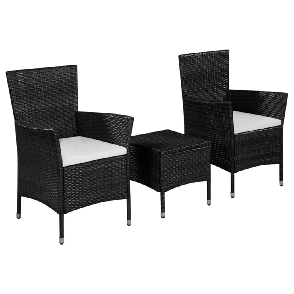 3-delige Bistroset poly rattan zwart is nu te koop bij PeponiXL, paradijselijk wonen!