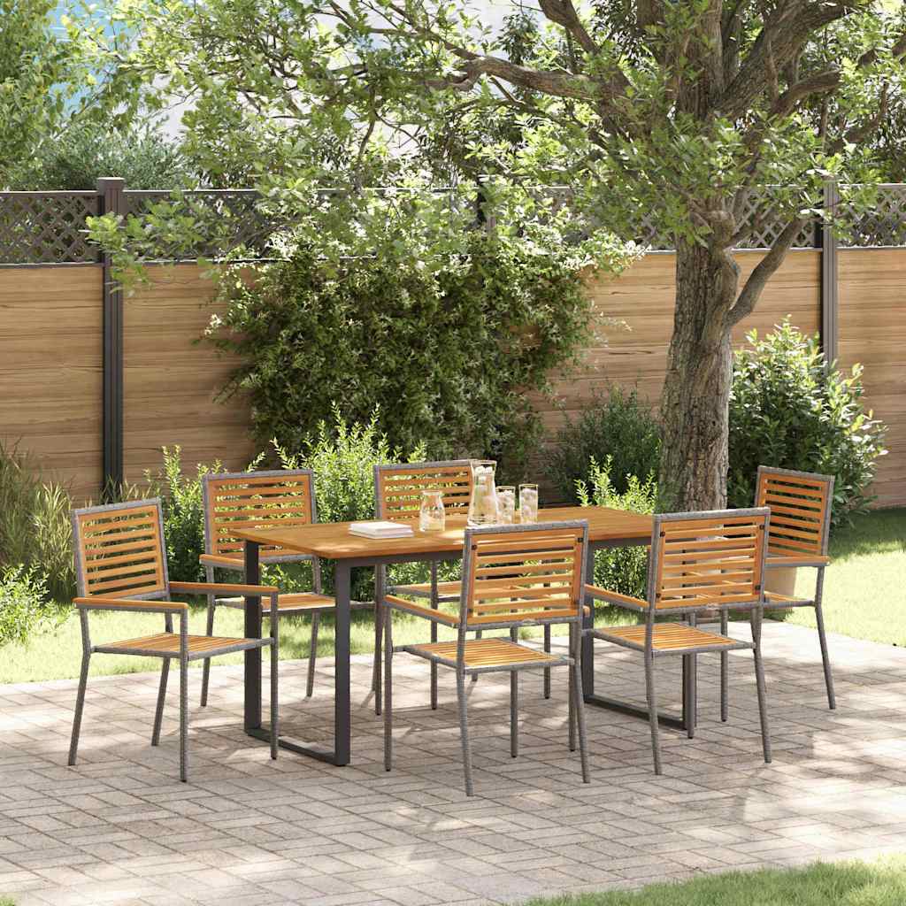 Tuin eettafelset 7 pcs Grijs Massief Acaciahout is nu te koop bij PeponiXL, paradijselijk wonen!