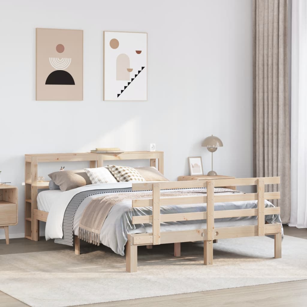 Bedframe met hoofdbord massief grenenhout 140x190 cm is nu te koop bij PeponiXL, paradijselijk wonen!